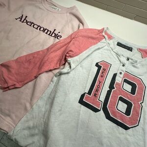 Abercrombie & Fitch Set of 2 
Pink Sweater and White pink logos long sleeve